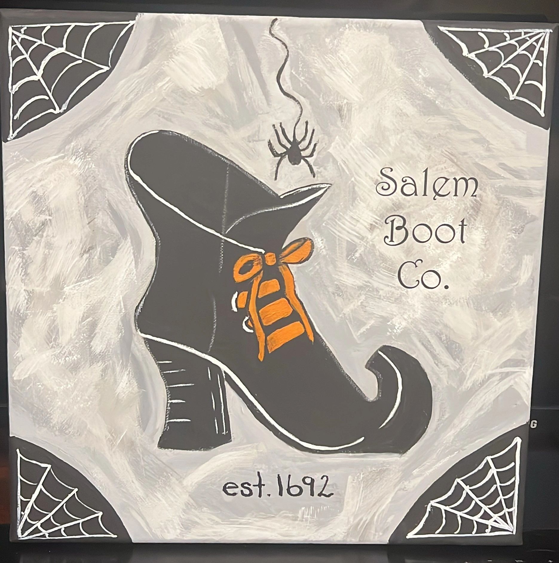 Salem Boot with sunflowers painting